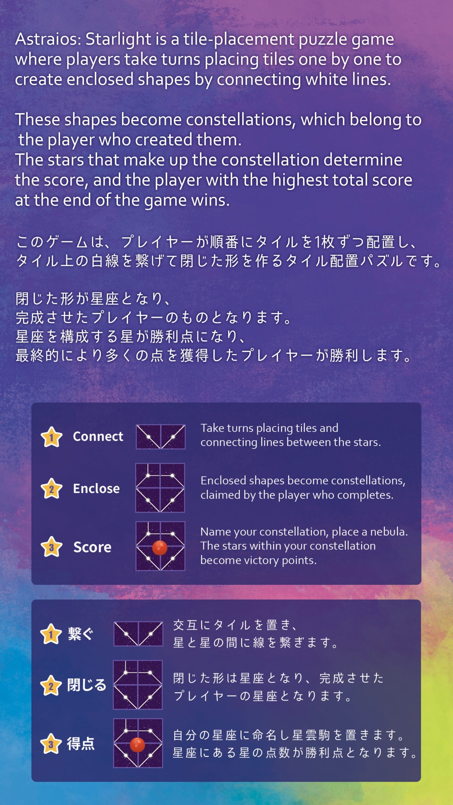 Astraios: Starlight prepared for play with star tiles forming constellations on the table.