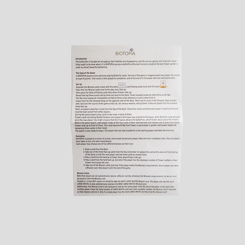 Biotopia rulebook pages