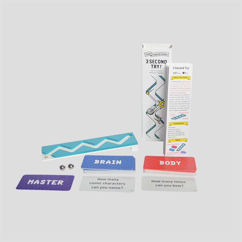 Components and cards of 3 Second Try game