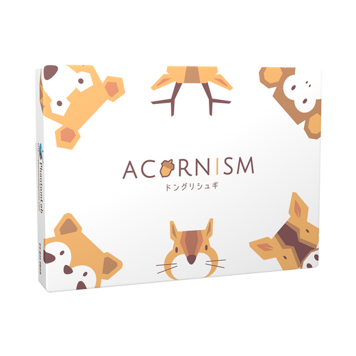 Front cover of Acornism board game by PhantomLab featuring acorn and forest artwork.