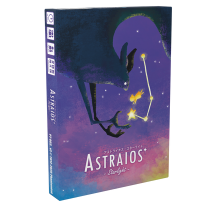 Front cover of Astraios: Starlight board game by PhantomLab featuring celestial artwork.