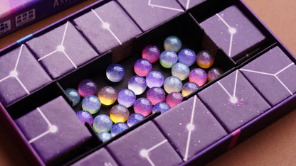 All Astraios: Starlight components including star tiles, nebula markers, and player boards.