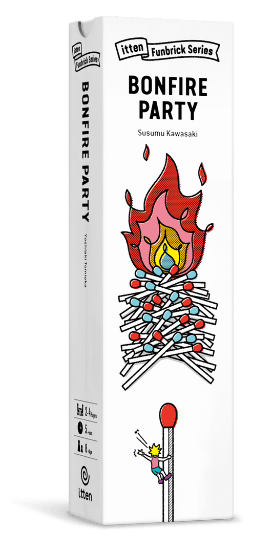 The game Bonfire Party from the publisher itten, showing the front of the game box.