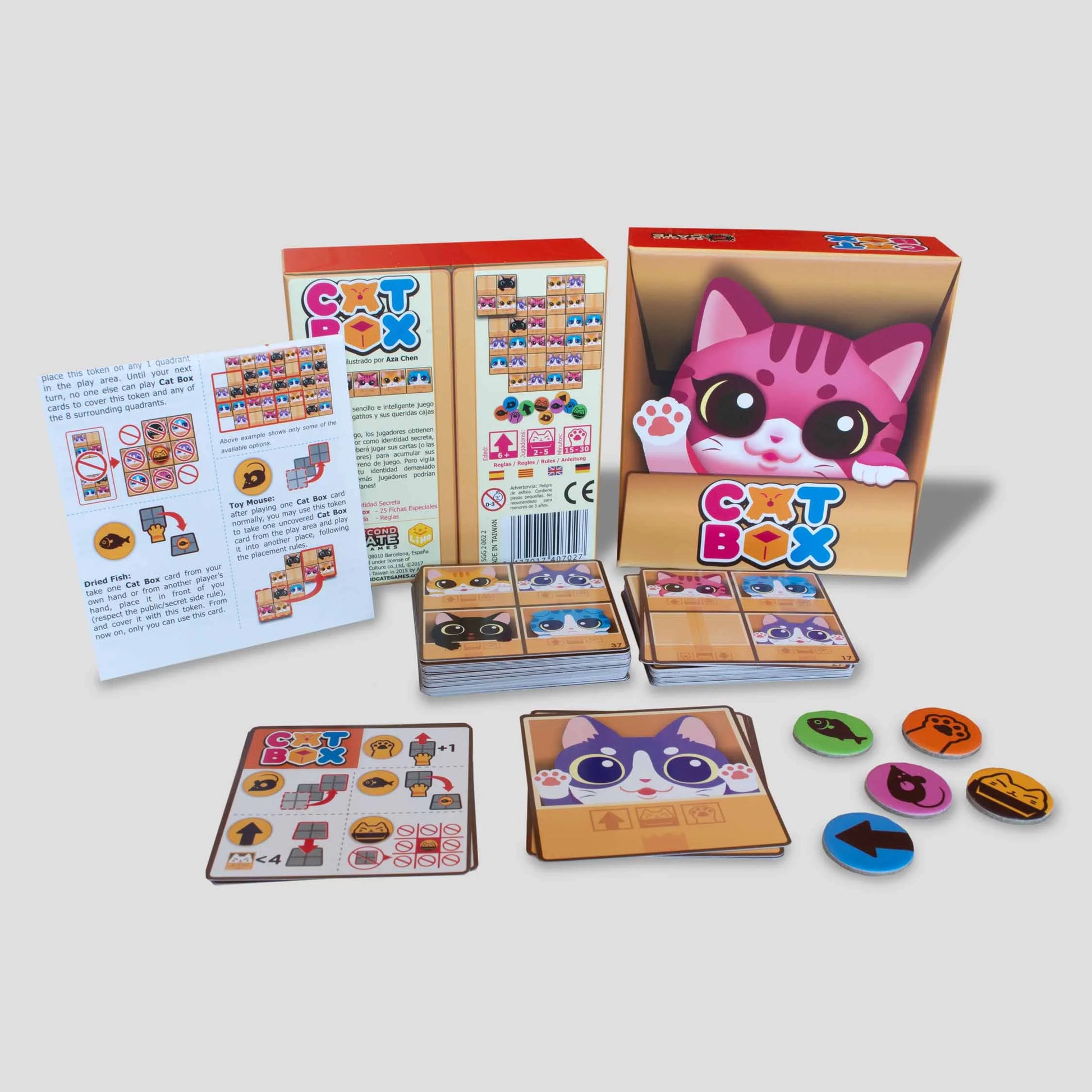 Cat Box cards laid out in sets