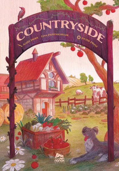 Countryside board game box – farm-building card game by dlp games
