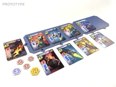 Drillers mining deck-building game components spread out