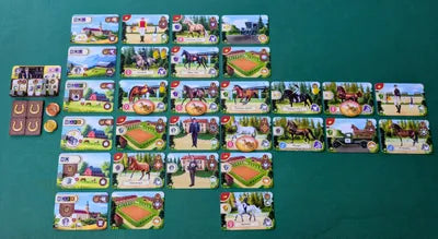 Epona board game cards and components laid out