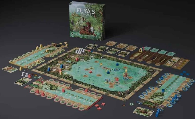 Feya's Swamp all game components laid out