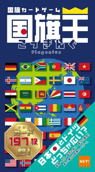 Front cover of Flagenius, featuring colorful flag art and playful international graphics.