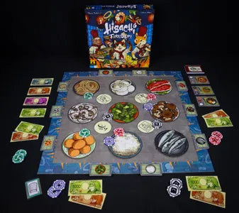 Hibachi: Fired Up! arranged for play with chips and recipe cards ready.