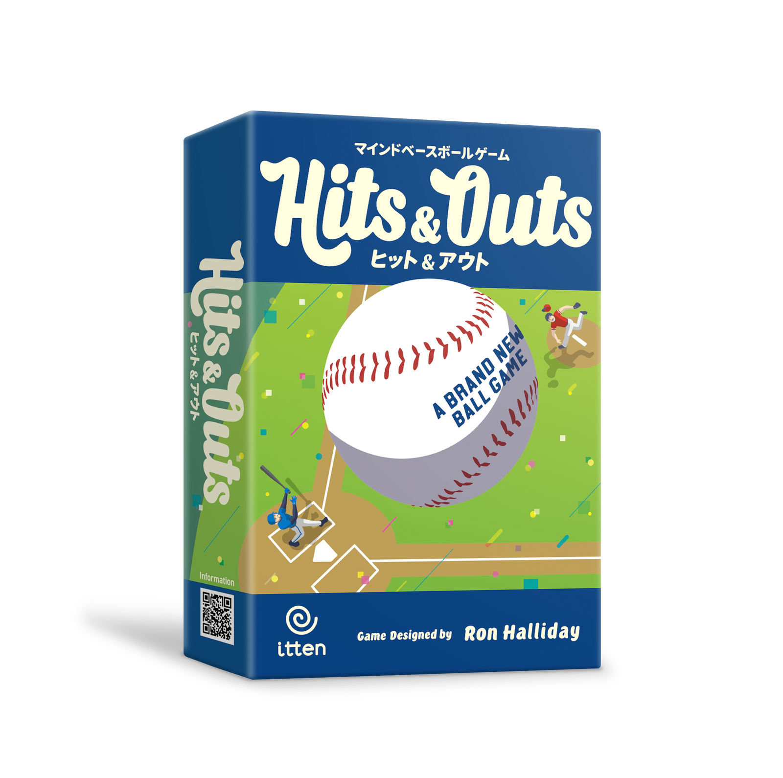Front cover of Hits & Outs board game by itten featuring baseball artwork.