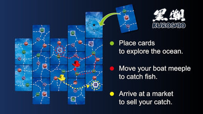 All Kuroshio components including cards, tokens, and player markers.