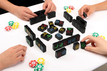 All components of Lexio, including sun, moon, star, and cloud tiles, and scoring chips.