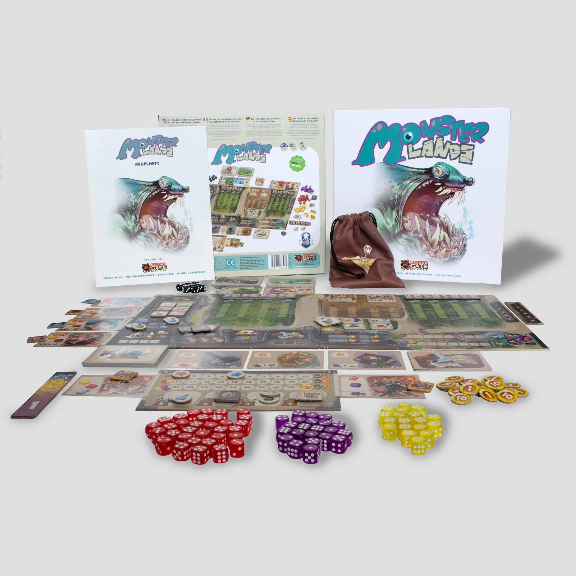 Monster Lands back of box featuring overview and components