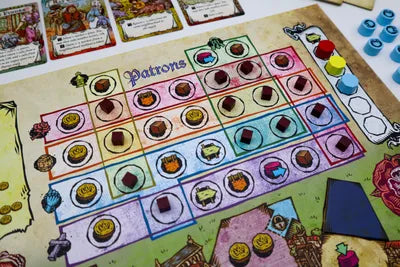 Night Soil arranged for play with waste cubes and worker cards ready in Tudor London.