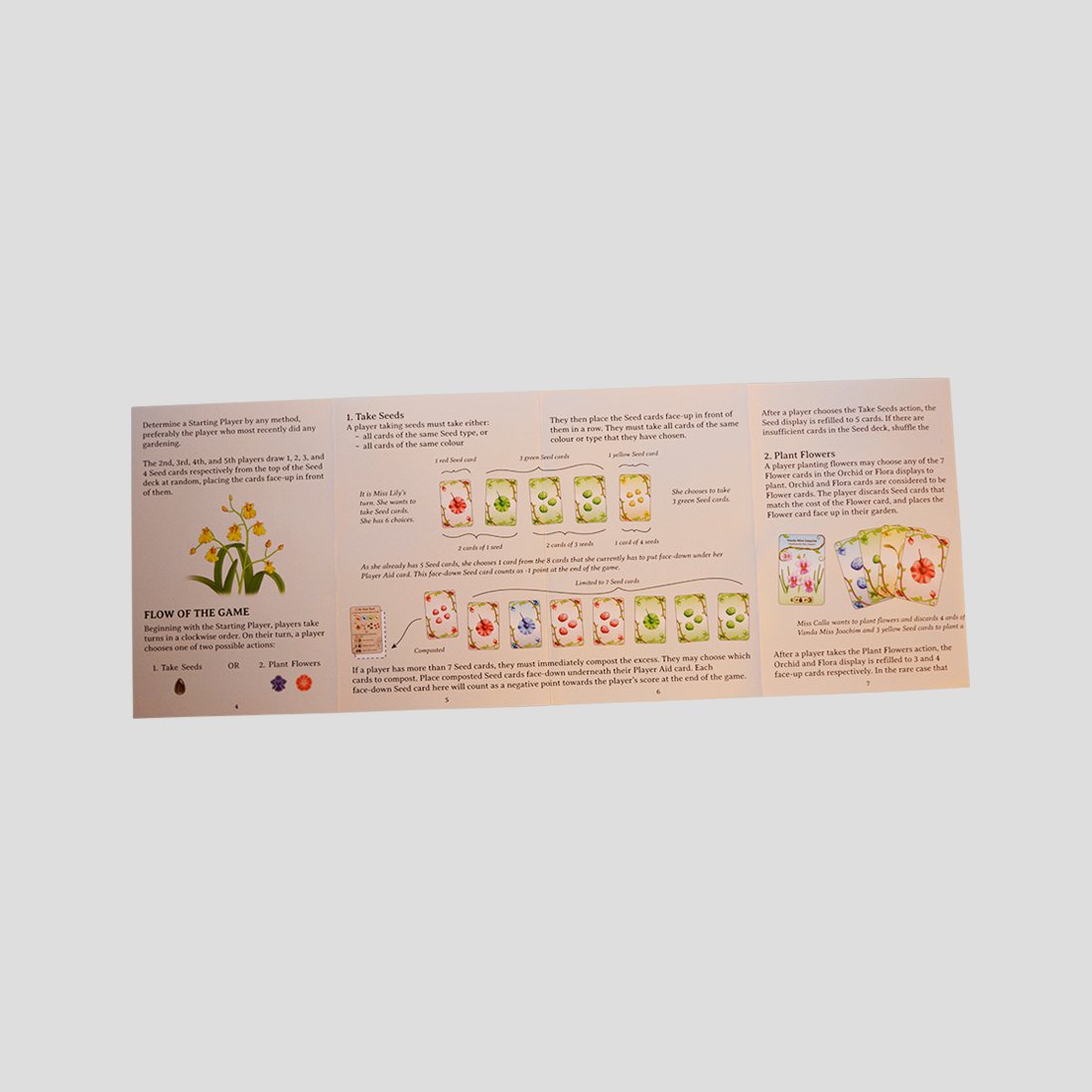 Rulebook pages from Oh My. Orchids! gameplay guide
