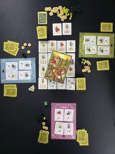Players harvesting, pressing, and selling olive oil in Oliva, the strategic Mediterranean farming game.