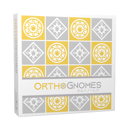 Front cover of OrthoGnomes board game by PhantomLab featuring fire and ice gnome artwork.
