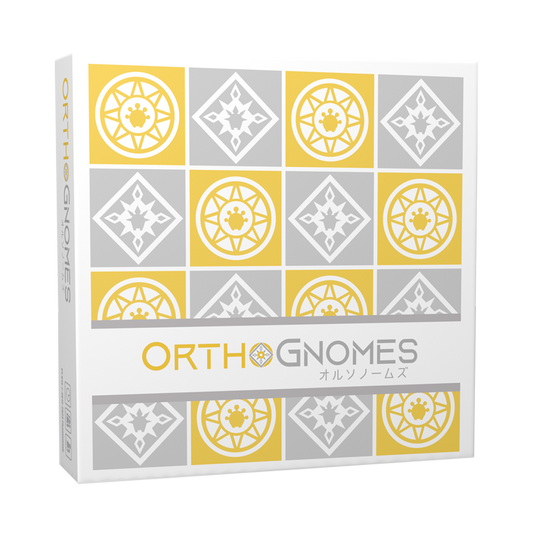 Front cover of OrthoGnomes board game by PhantomLab featuring fire and ice gnome artwork.
