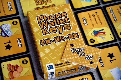 All components of Phone Wallet Keys, including item cards and scoring markers.