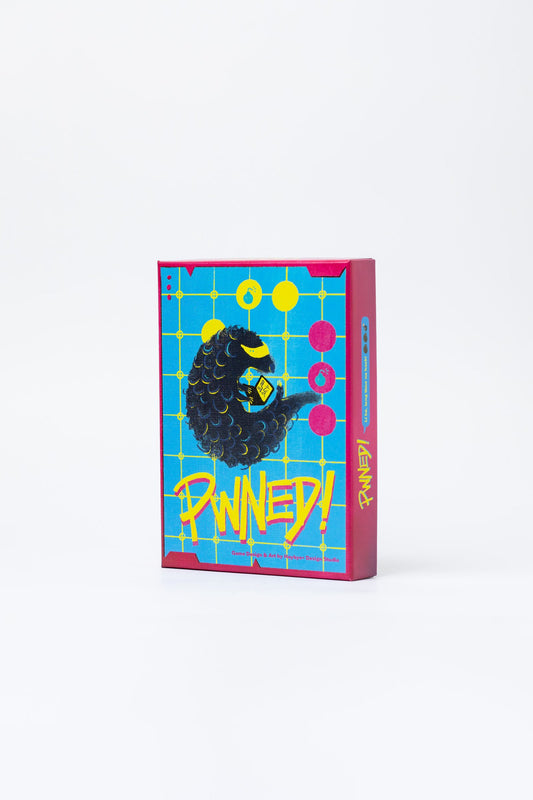 Front cover of PWNED! board game featuring its cyberpunk hacker theme.