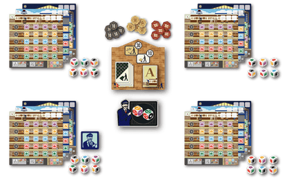 Railway Porters components – 26 dice, 12 station boards and tokens