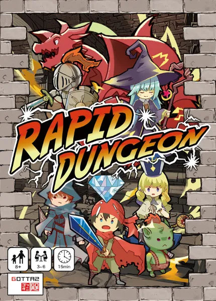 Front cover of Rapid Dungeon, featuring vibrant card art and dungeon-themed graphics.