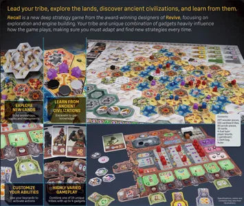 Back of Recall box displaying game overview, components, and modular board.