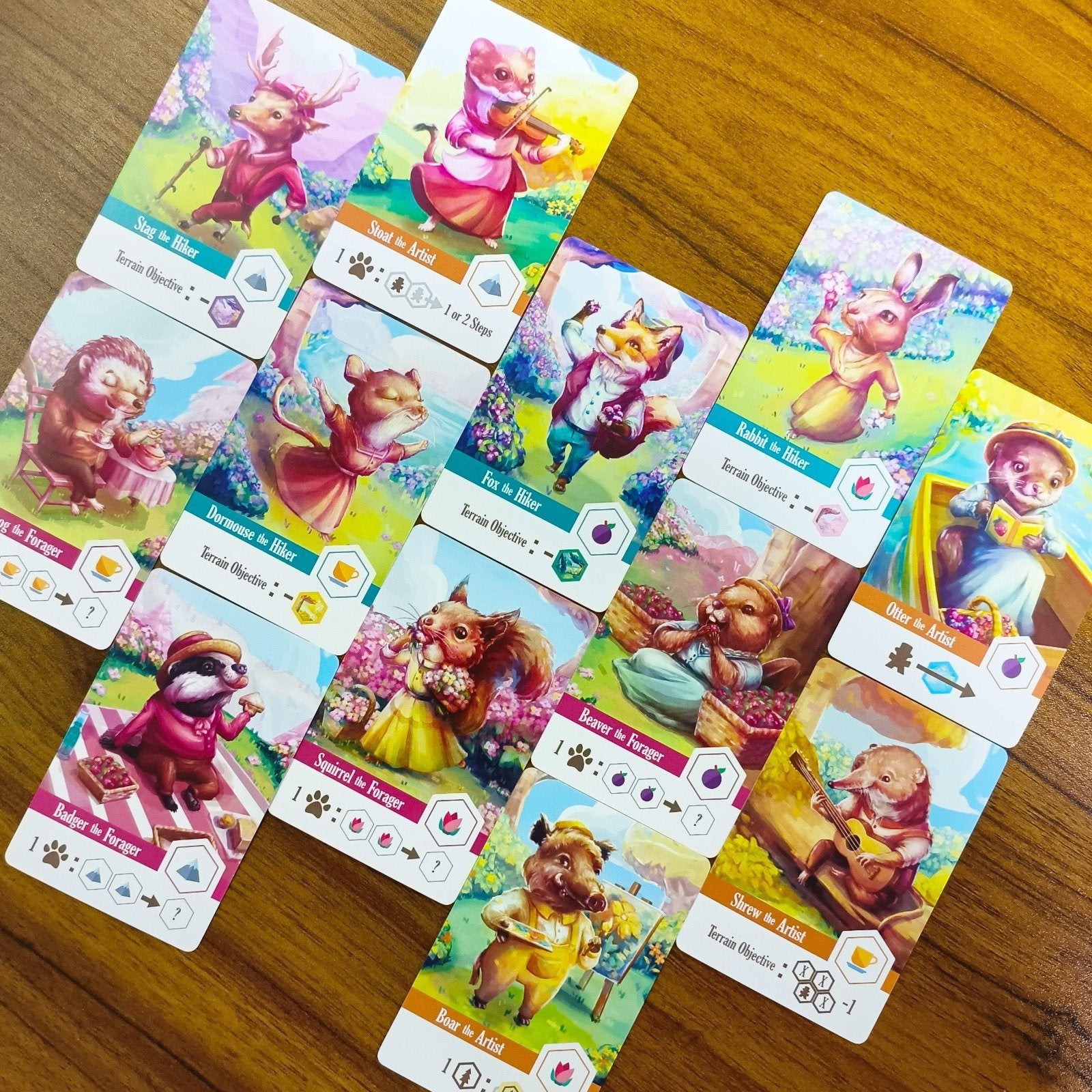 The game River Woods from the publisher Good Spirit Games showing cards of the game.