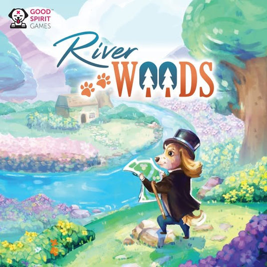 The game River Woods from the publisher Good Spirit Games showing the front of the box.