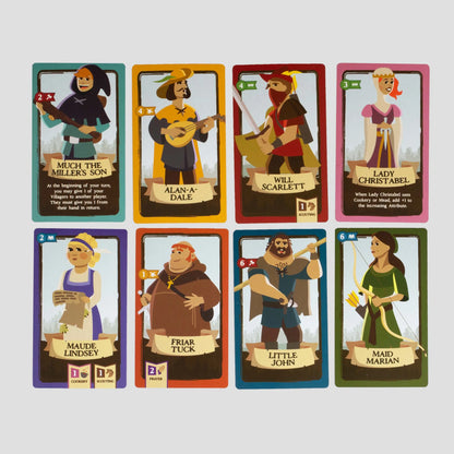 Characters and player cards from Rescuing Robin Hood