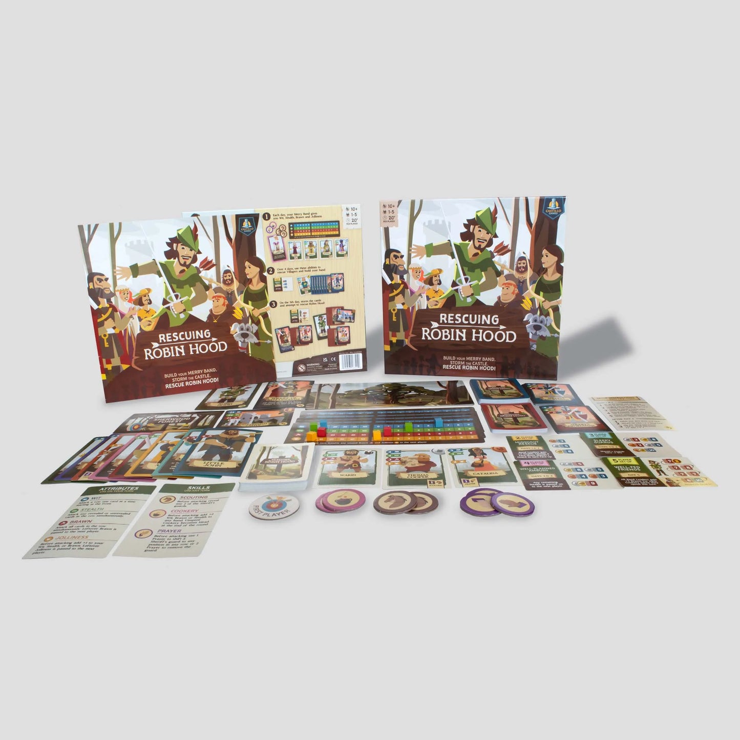 Rescuing Robin Hood cards and components spread out