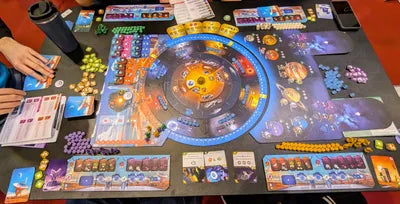 SETI board game components cards and player boards