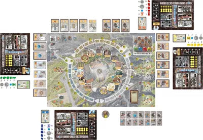 Schichtwechsel 1950s Ruhrgebiet board game in play