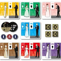 All components of Shall We Dance, including dancer cards in seven colors.