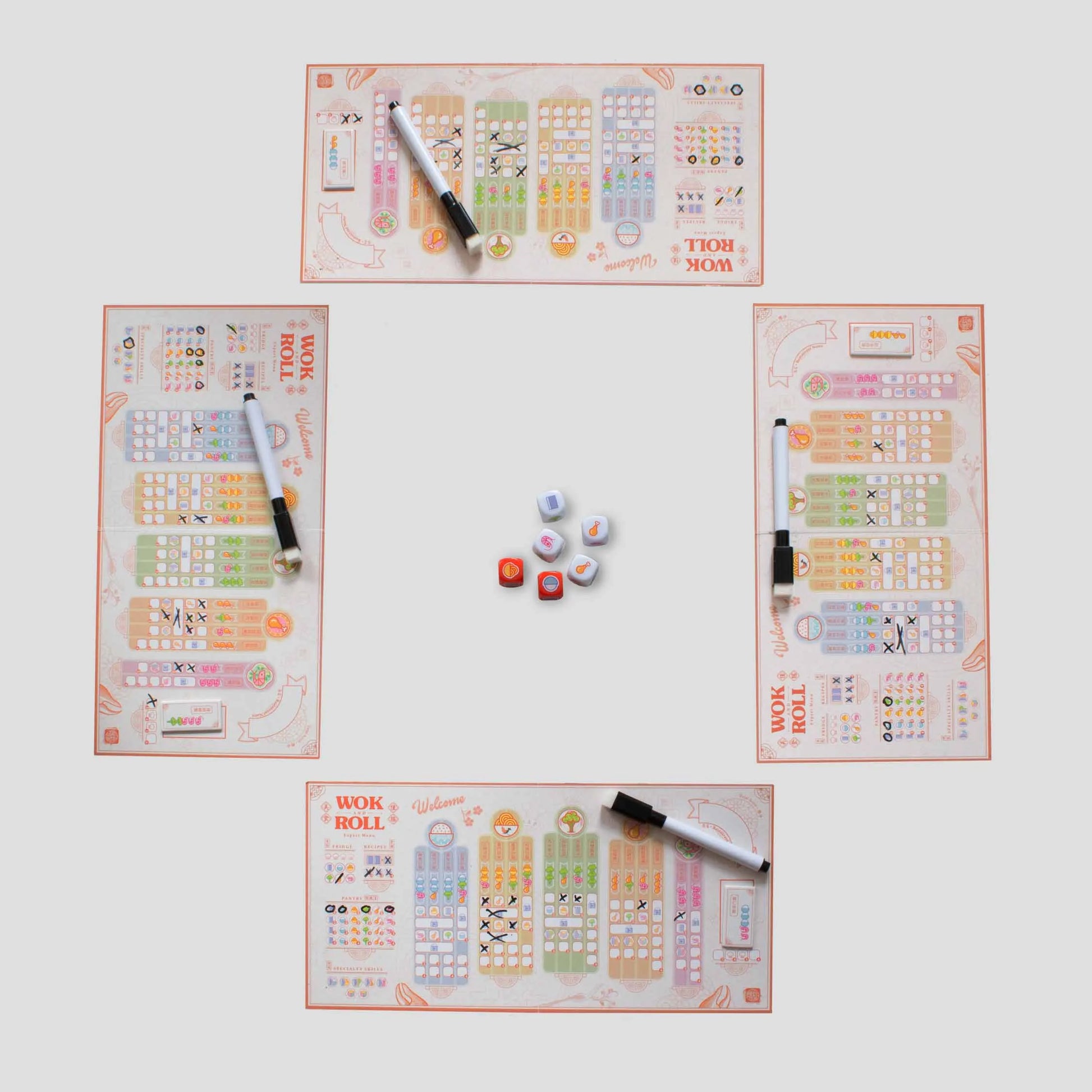 Dice rolling and scoring during Wok and Roll gameplay