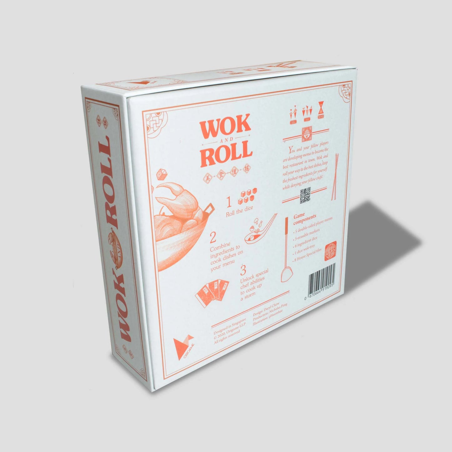 Wok and Roll back of box with food theme