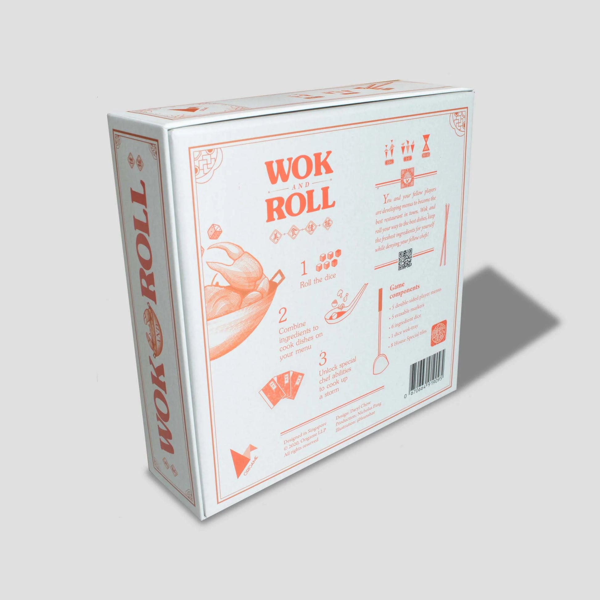 Wok and Roll back of box with food theme
