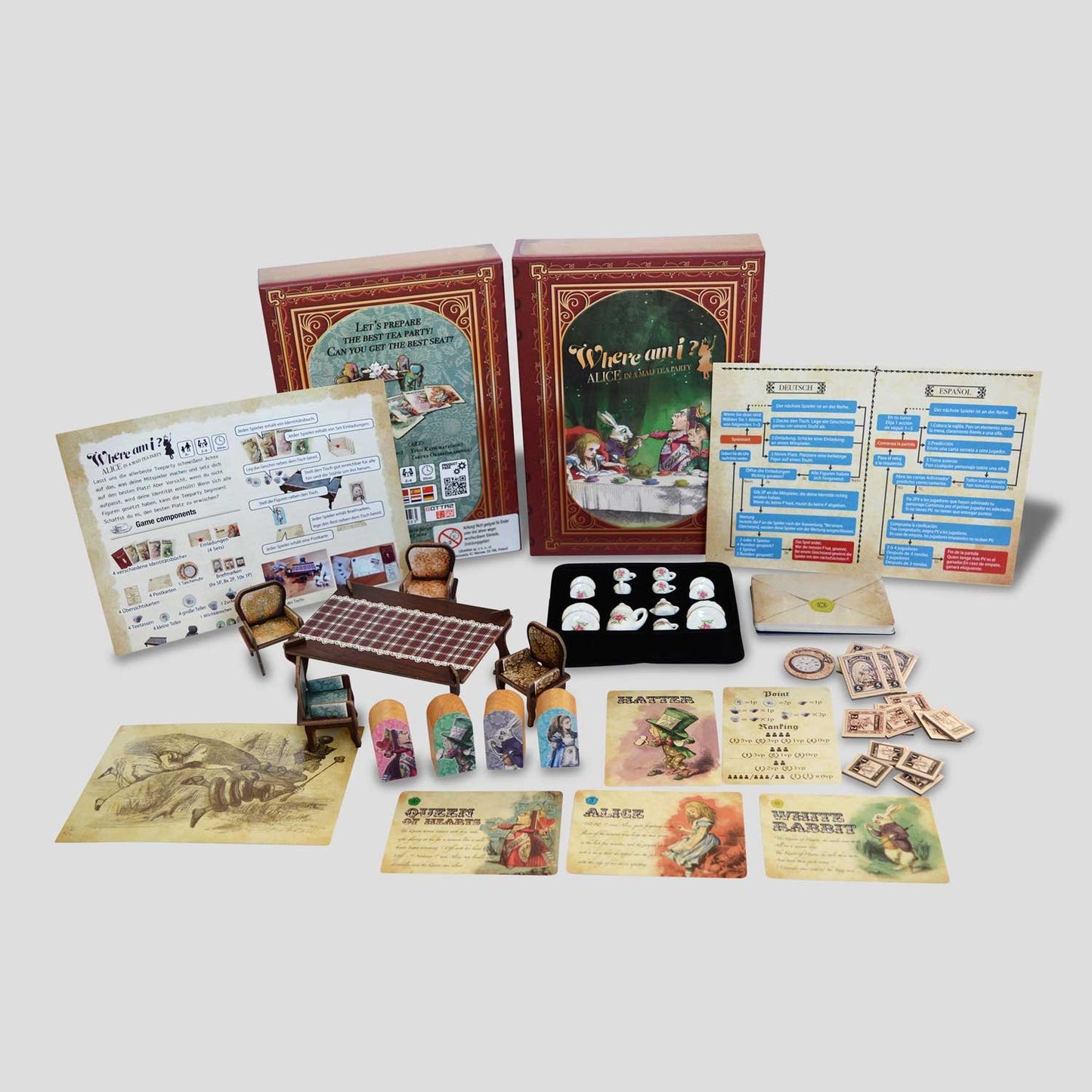 Game components from Where am I Alice