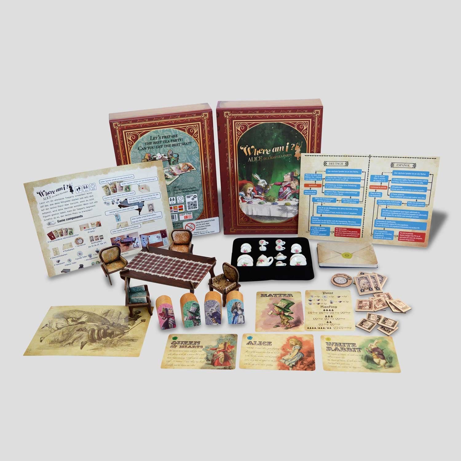 Game components from Where am I Alice