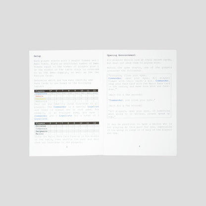 Instruction booklet showing Authority rules