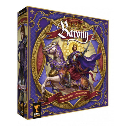 Front cover of Barony: Royal Edition – Deluxe FR-EN featuring medieval artwork.