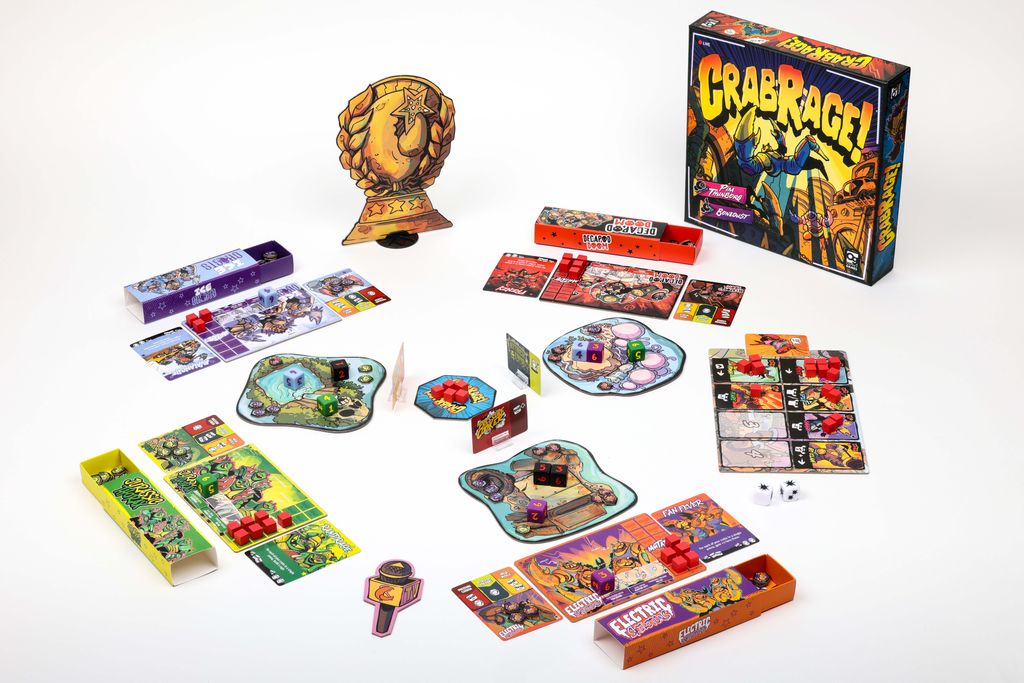 Crab Rage! — box and components set up for a game