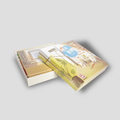 Geometric Art cards, dice, and board pieces