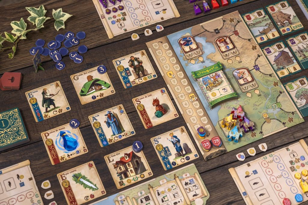 Greylune — the city of cards in play with villagers placed