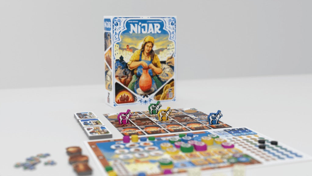 Níjar — box and components set up for play