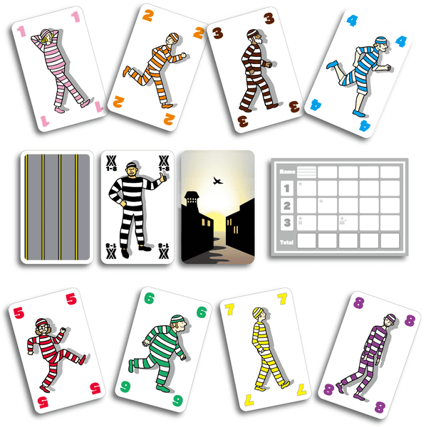 Components from 1 A.M. Jailbreak including cards and layout