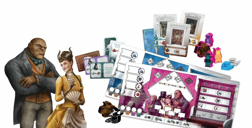 Prague Unseen — creature meeples, cards and player board components