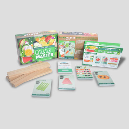 Salad Master cards and tokens spread out