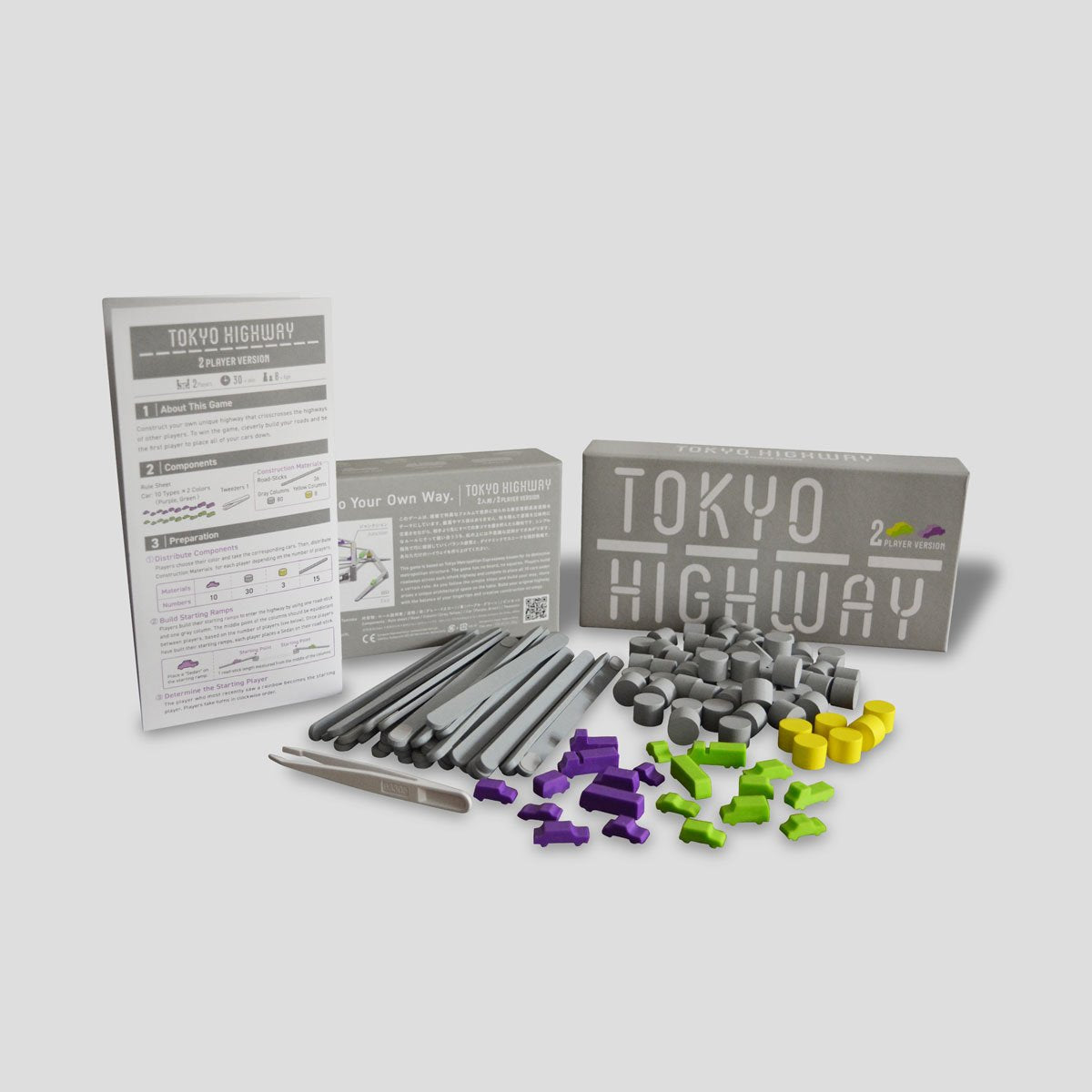 Game pieces and highway parts from Tokyo Highway 2P